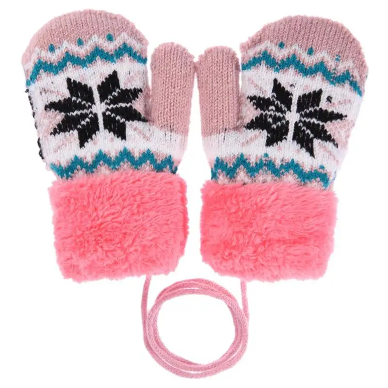 Cute Boy Girl Winter Gloves Baby Warm Knit Full Finger Heart Gloves 0-12 Months