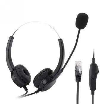 

H800D-RJ9 Crystal Head Hands-free Call Center Noise Cancelling Binaural Headset Headphone With Mic for Desk Telephone
