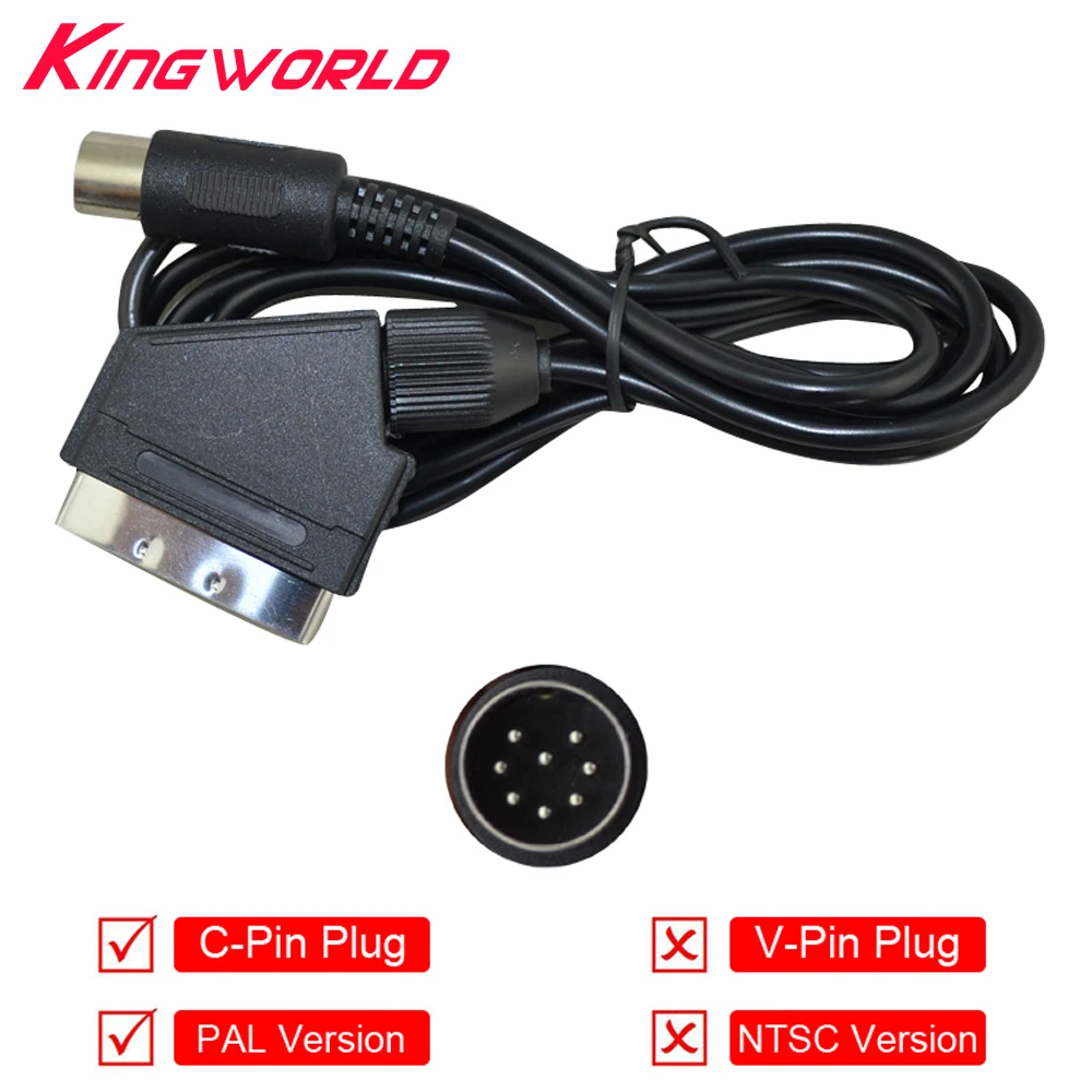 

50pcs C-Pin PAL EU Plug Scart Cable for SEGA Genesis 1 for Mega Drive 1