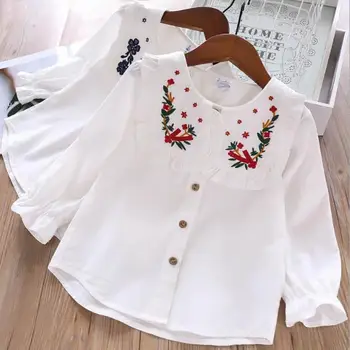 

girl cotton Shirts 2019 fall Long sleeve flowers kids Long sleeve blouse fashion high-grade children Shirts kids clothing