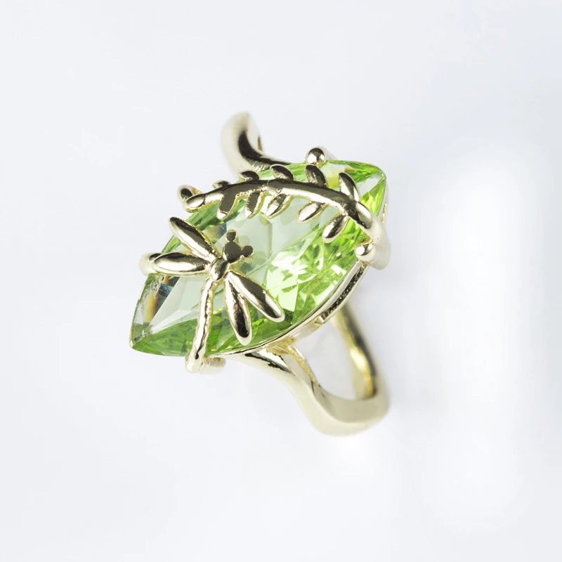 Фантазийные милые кольца стрекозы для женщин подарок для девочек изысканное оливковое кольцо с зеленым камнем кубический цирконий; для помолвки кольцо ювелирные изделия L4T038