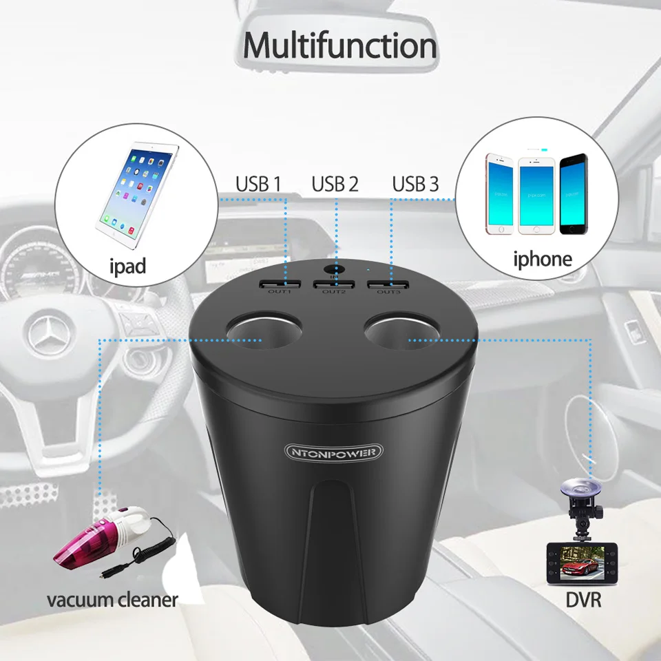 NTONPOWER MP 12V Выход USB Автомобильное зарядное устройство адаптер прикуривателя