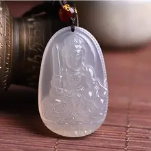 Новое легкое пятно натуральный белый Агат Кулон ожерелье Зодиак кролик манжусри патрон мужчин и женщин