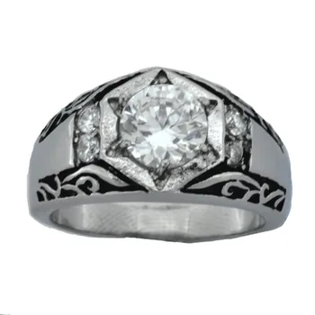 

FANSSTEEL Stainless steel jewelry star stone setting ring FSR10W06