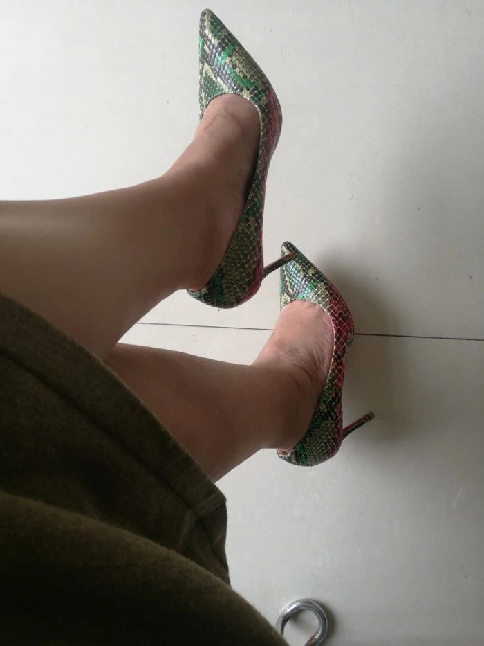 Stylesowner 33-44 размер сексуальные женские туфли-лодочки зеленый Змеиный узор Экстремально высокий каблук обувь заостренная носок Модные вечерние модельные женские туфли