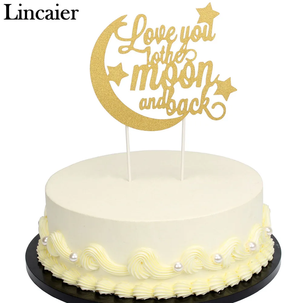 Lincaier Cinta Anda Ke Moom Dan Kembali Kertas Kue Topper Dekorasi