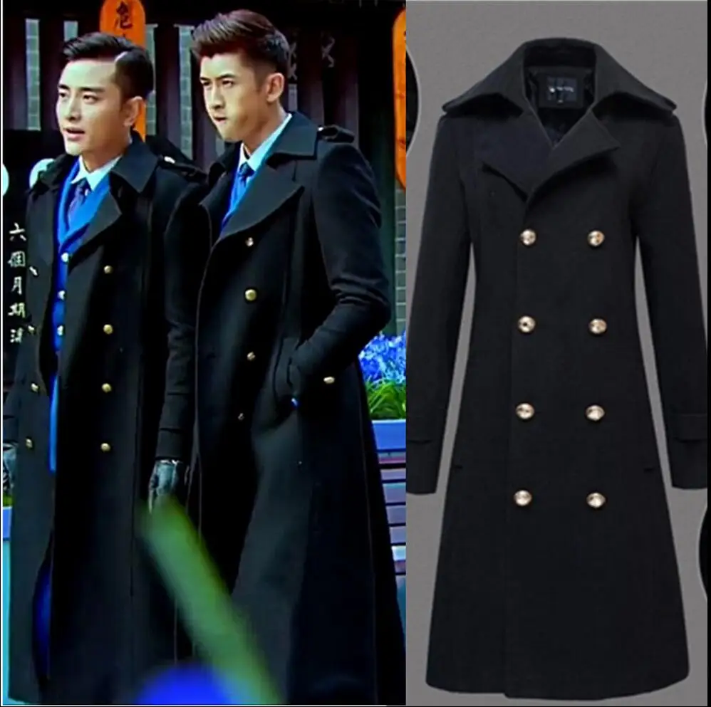 mens full length double breasted wool overcoat
