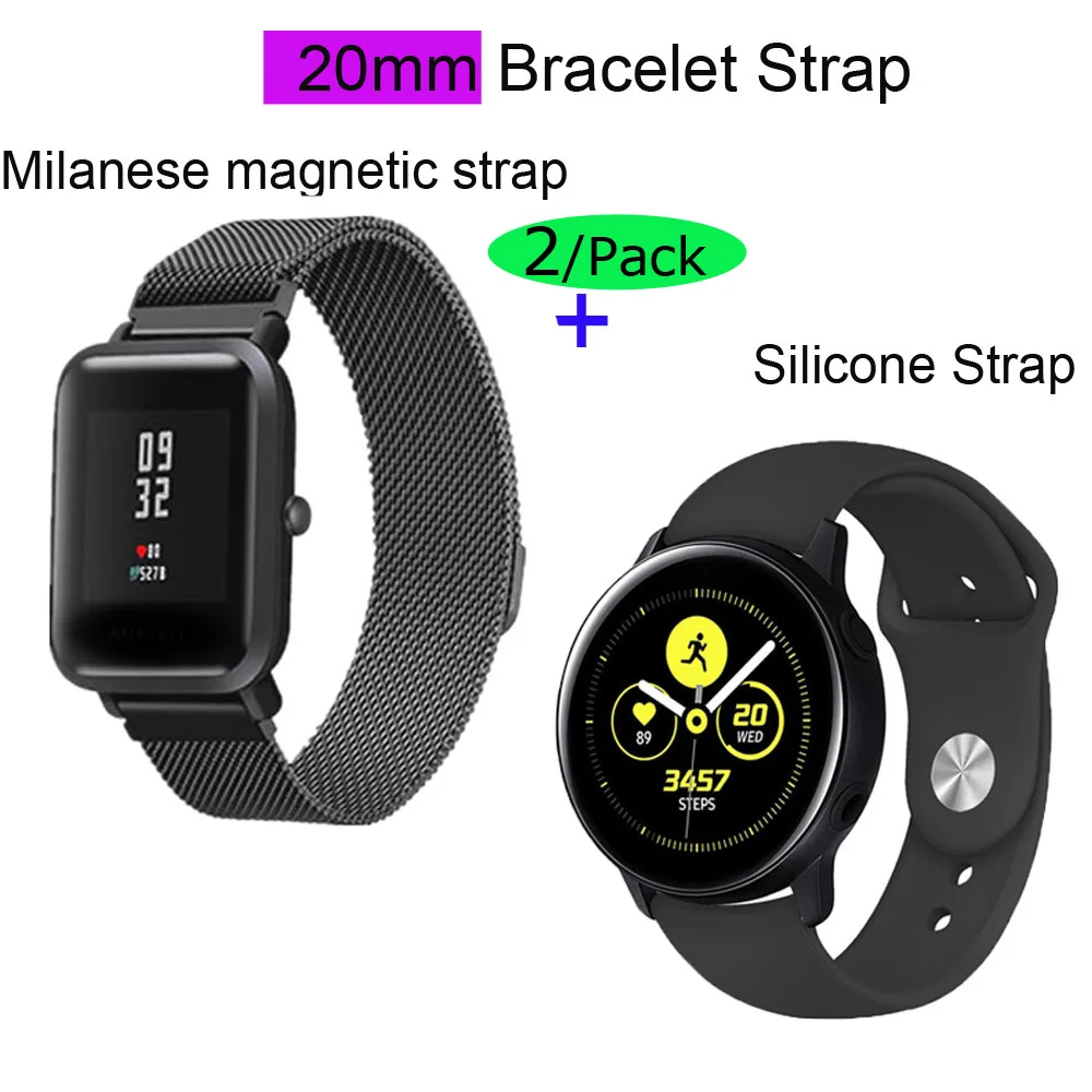 20 мм ремешок Браслет Для Xiaomi Amazfit GTS для часов Bip GTR 42 металлический из нержавеющей