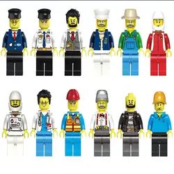 12 шт./компл. самодельные фигурки городской полицейский доктора инженеры астронавты строительные блоки игрушки Дети развивающий город