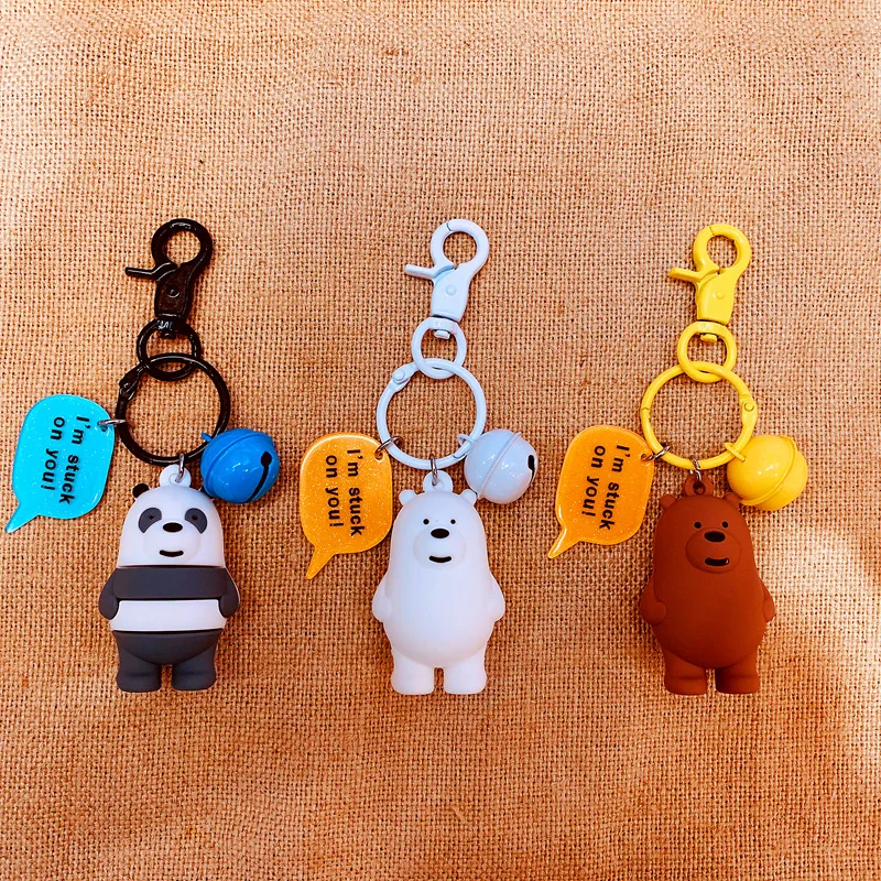

Cartoon Anime We Bare Bears Cute Three Animal Bears Doll Keychains Women Car Bag Pendant Belt Trinkets Key Chains Porte Clef