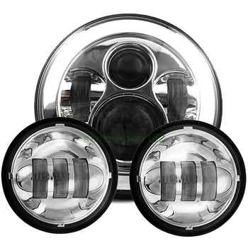 

Round 7" motorcycle Headlight H4 Hi/Low Beam Motorcycle Fog Light 4.5" - 4 1/2" Auxiliary LED Fog Lights Bulb For Harley Touring