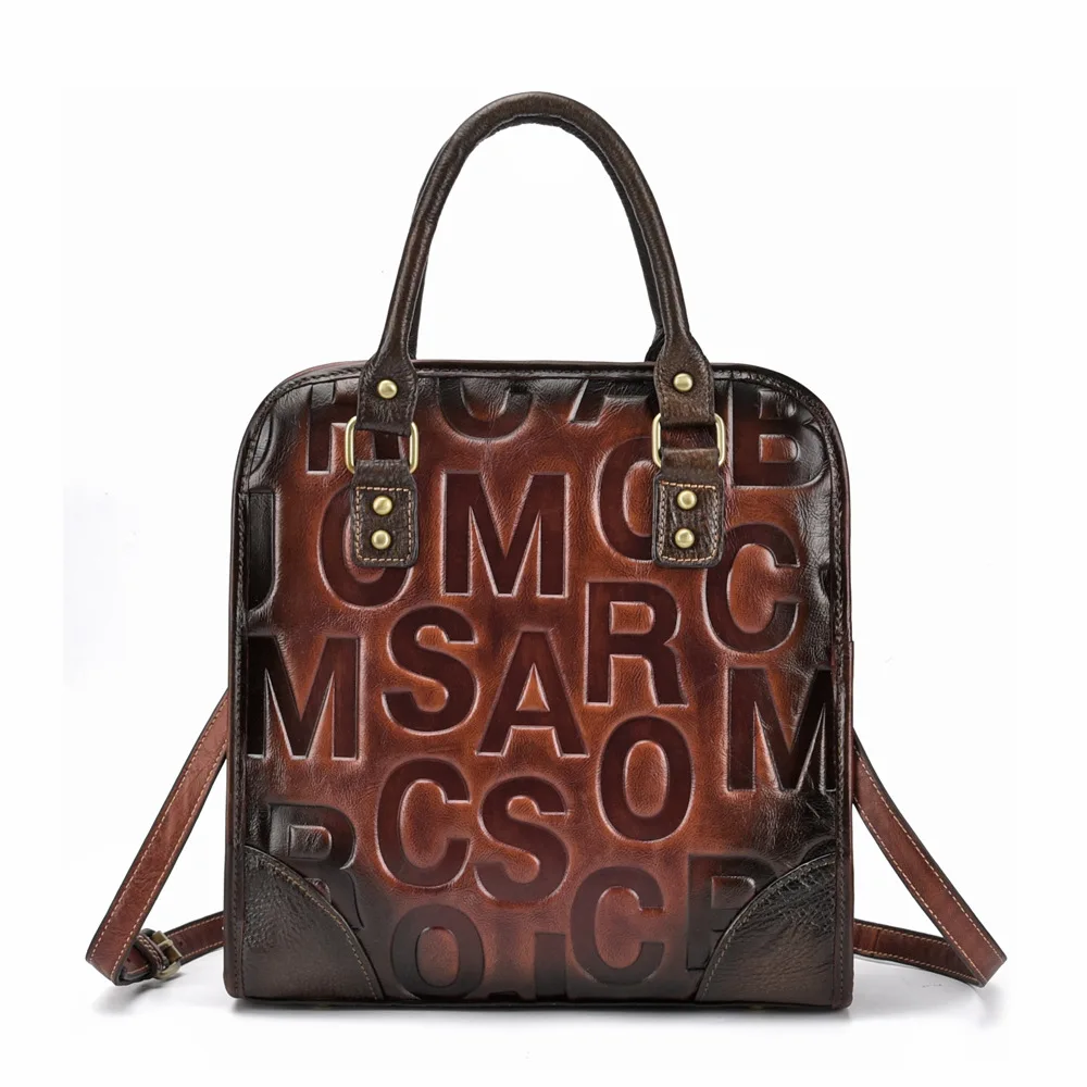 Высококачественная женская сумка из натуральной кожи, сумка для покупок, Женская винтажная сумка с принтом Oracle, натуральная кожа, тисненая сумка через плечо