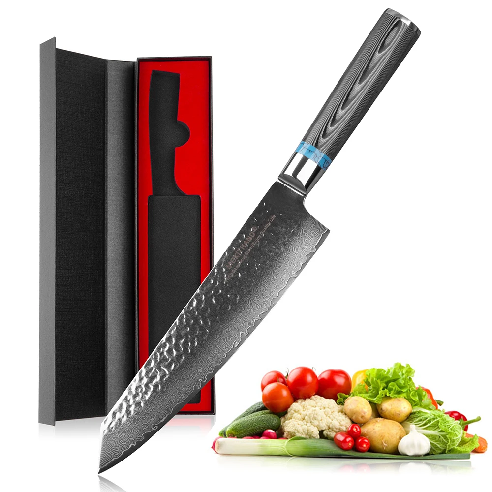 Mokithand 8 inch Japanese Damascus Chef Knives High Carbon 67 layer Professional VG10 Kitchen Knife Sharp Meat Knife G10 Handle