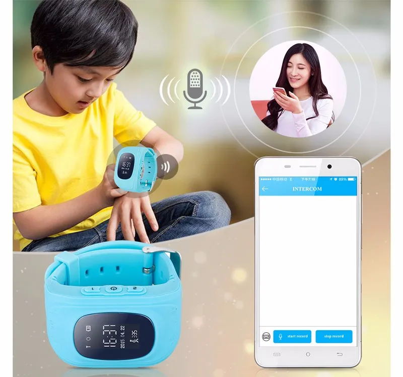 Spy GSM Smart Phone Watch Children Kid Wristwatch Q50 GPS Locator Tracker Bracelet Child Anti-Lost Smartwatch For Apple Android
