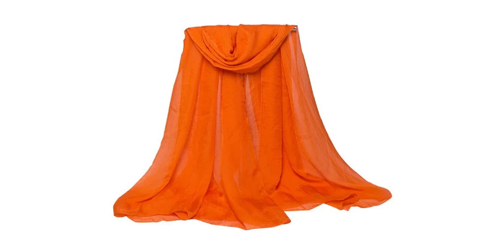 Модные однотонные женские шифоновые шарфы оранжевые пляжные шали и палантины парео Большие женские длинные шарфы 170*70 см