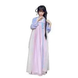Новый китайский Hanfu Для женщин с длинным рукавом грудь пачка Высокая Талия Вышивка Традиционный китайский Стиль фото Hanfu