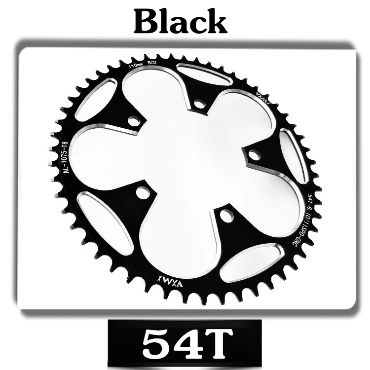 VXM Road Bicylcle 110BCD Кривошип 50 т 52 т 54 Т 56 т 58 т Звездочка сплав Сверхлегкий скалолазание мощность цепное кольцо пластина запчасти для велосипеда - Цвет: 54T Black