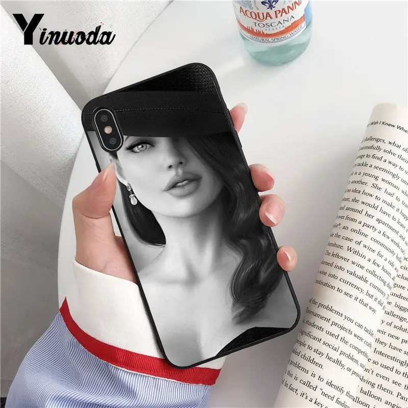 Yinuoda Angelina Jolie черный ТПУ мягкий телефон чехол для iphone 8 7 6 6S Plus 5 5S SE XR X XS MAX Coque Shell Fundas Capa