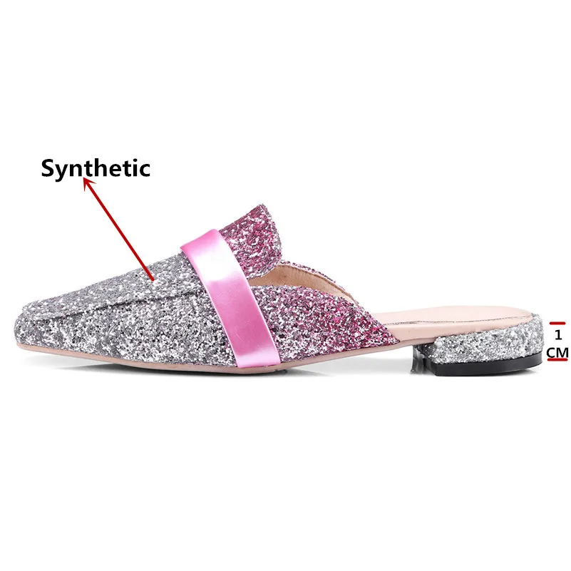 Printemps Carré Nouvelle Conasco Bling Chaussures Automne Slingbacks rose Arrivée Qualité Bout Partie Appartements Bal 1 Mules De Femmes Yqdqrw0