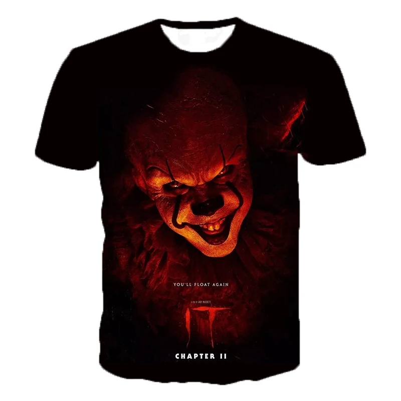 

Thriller Horror Movie IT Clown Joker 3D Print T-shirts Men Women Summer Personality T Shirt Streetwear Casual T Shirt Tee Tops