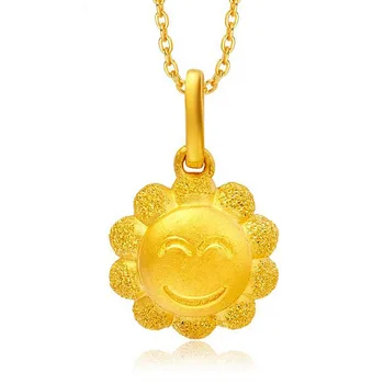 

Authentic 24K 999 Yellow Gold Pendant Sun Flower Pendant 1.82g