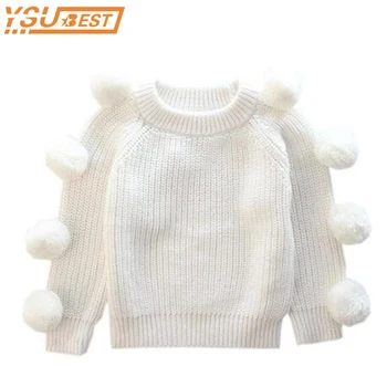 

Knitting Sweaters Girls Toddler Baby Sweater Jackets For Princess Cotton Warm Tops Kids Autumn Cashmere Wool Ball Sweater Coat