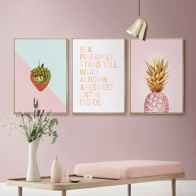 

Nordic Style Canvas Painting Picture Print for Living Room Modern Girl Bedroom Paint Wall Art Decoration Pink Poster Home Number