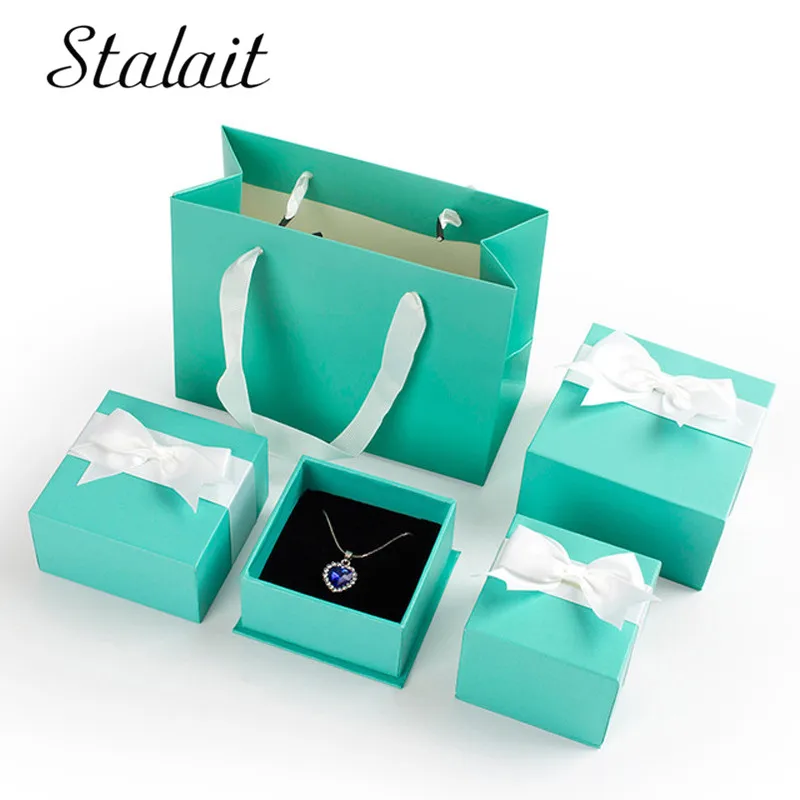 

3 Sizes High Quality Light Green Gift Box for Earrings Necklace Ring Bracelet Bangle Luxury Jewelry Packaging