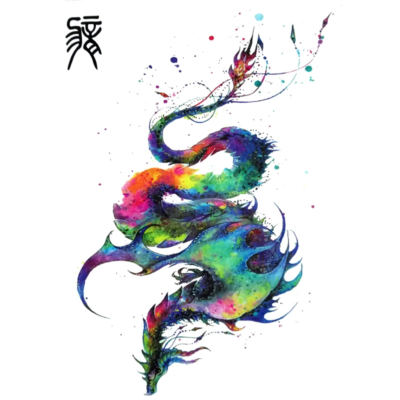 Harajuku Colorful Chinese Flying Dragon Tattoo Designs ...