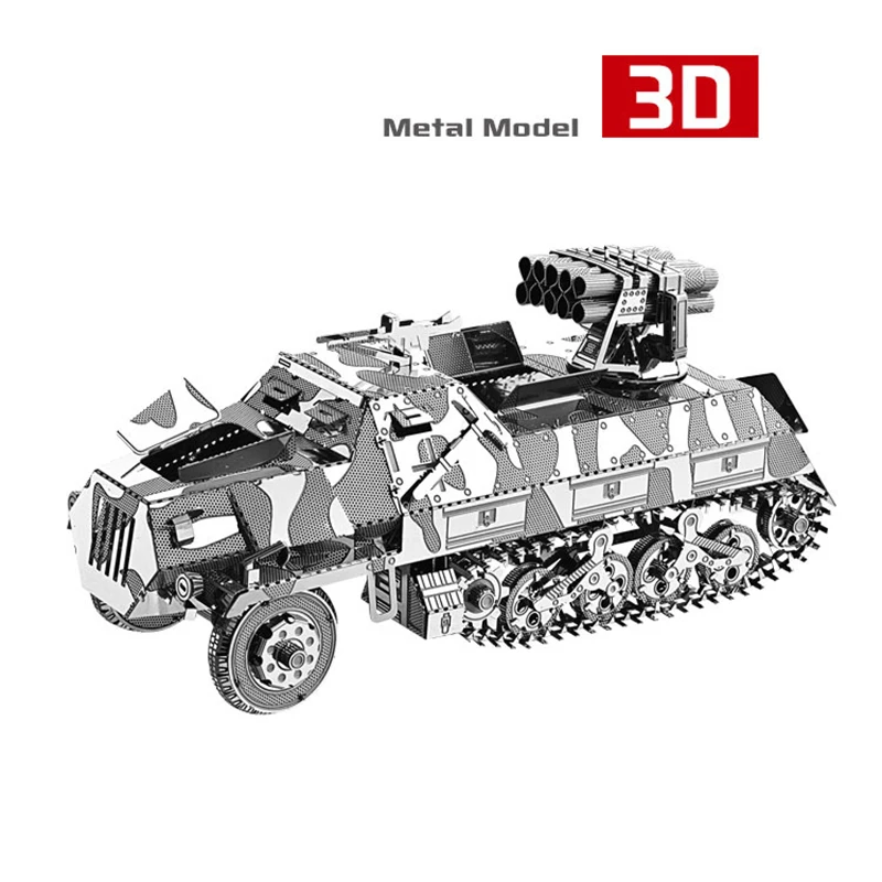 Semi-tracked Self-propelled Rocket Launcher Tank 3D Metal Assembly Model Simulation Toy Collection Souvenir Decorations |