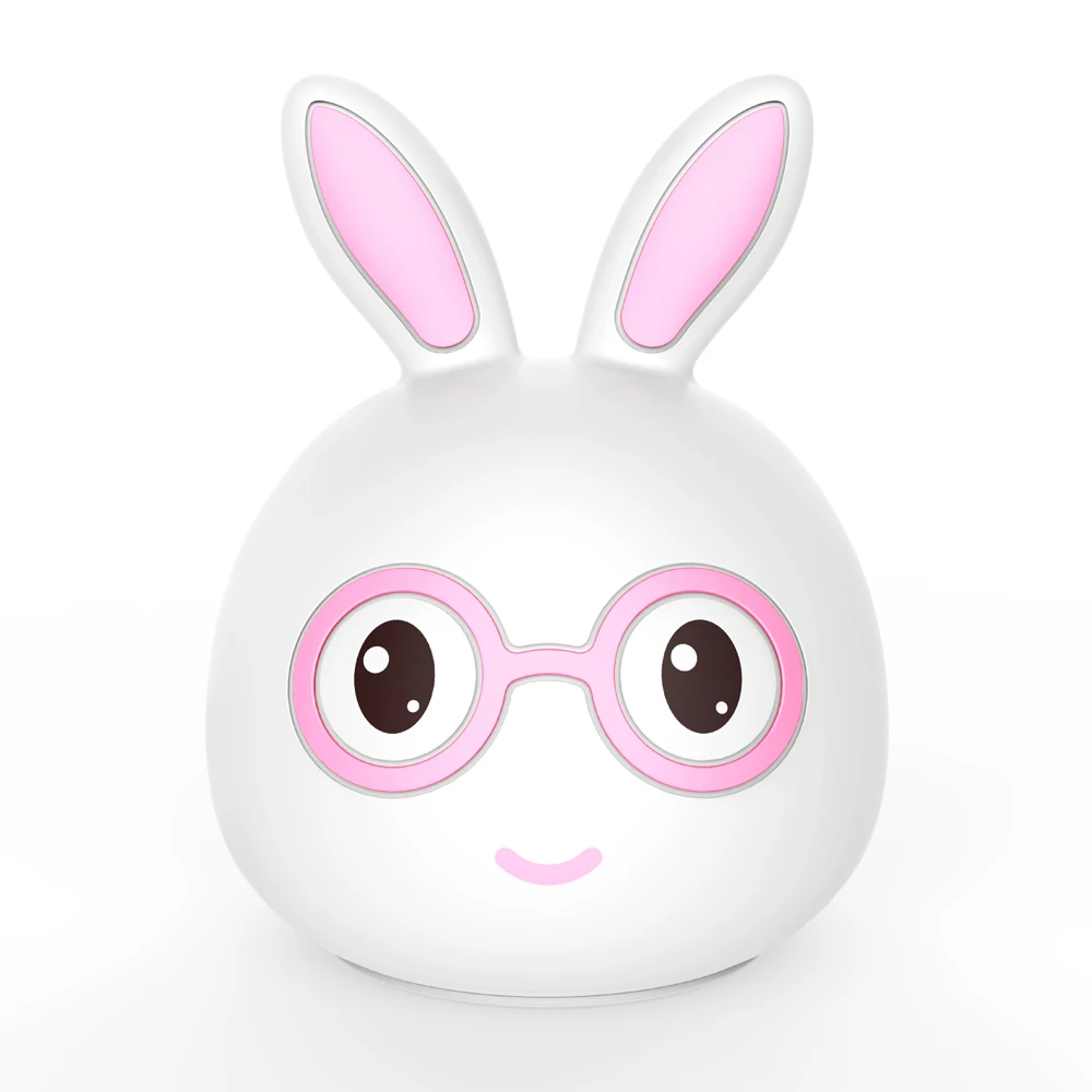 Милый кролик Силиконовые СВЕТОДИОДНЫЙ ночник лампа USB Перезаряжаемые Сенсор коснитесь Управление 7-Цвет дыхание свет для детей Lover семья