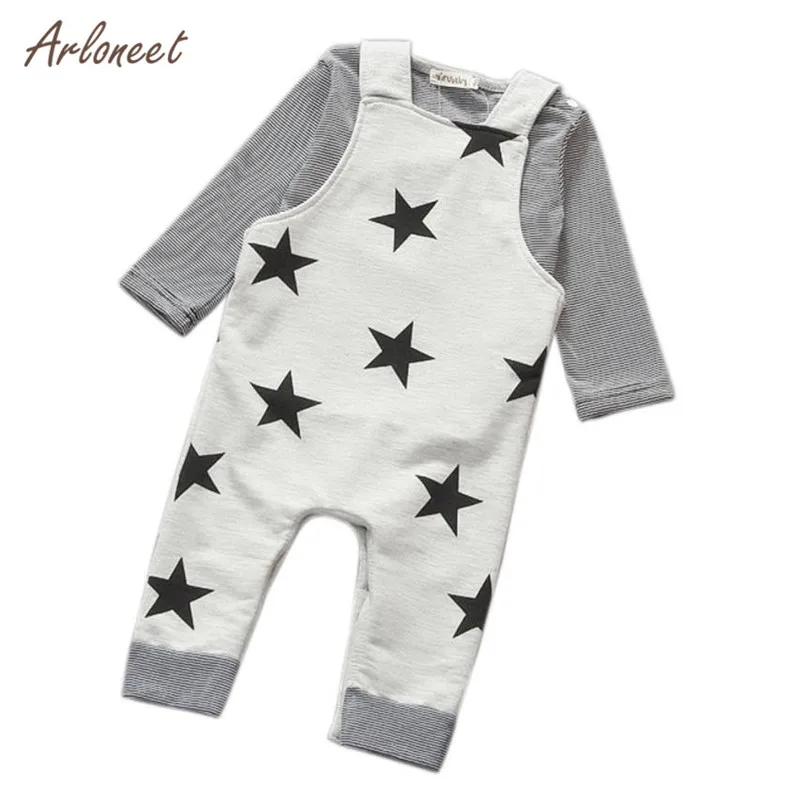 ARLONEET Baby Boys Pants Sets Stripe T-shirt Top Bib Overall Outfits Set Long Sleeve Lovely Cotton blend 0516 |