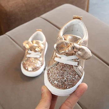 

2019 Spring Autumn Girls Shoes Baby Kids Children Casual Shoes With Bow Knot Platform Sneakers Fashion Bling Shoes For Child