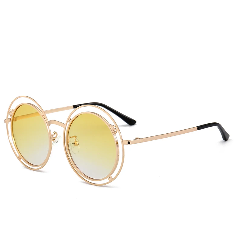 Новые круглые женские солнцезащитные очки модные Брендовая Дизайнерская обувь Винтаж дамы солнцезащитные очки для женщин вогнуто-Выпуклое стекло, De Sol UV400 - Цвет линз: Цвет: желтый
