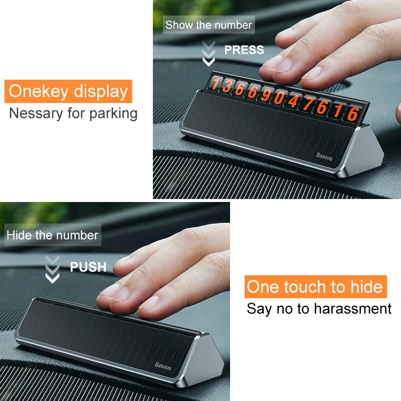 Baseus سيارة التصميم ملصقا بطاقة مواقف السيارات المؤقتة المحمول حامل هاتف رقم بطاقة لوحة الروك التبديل رقم الهاتف بطاقة