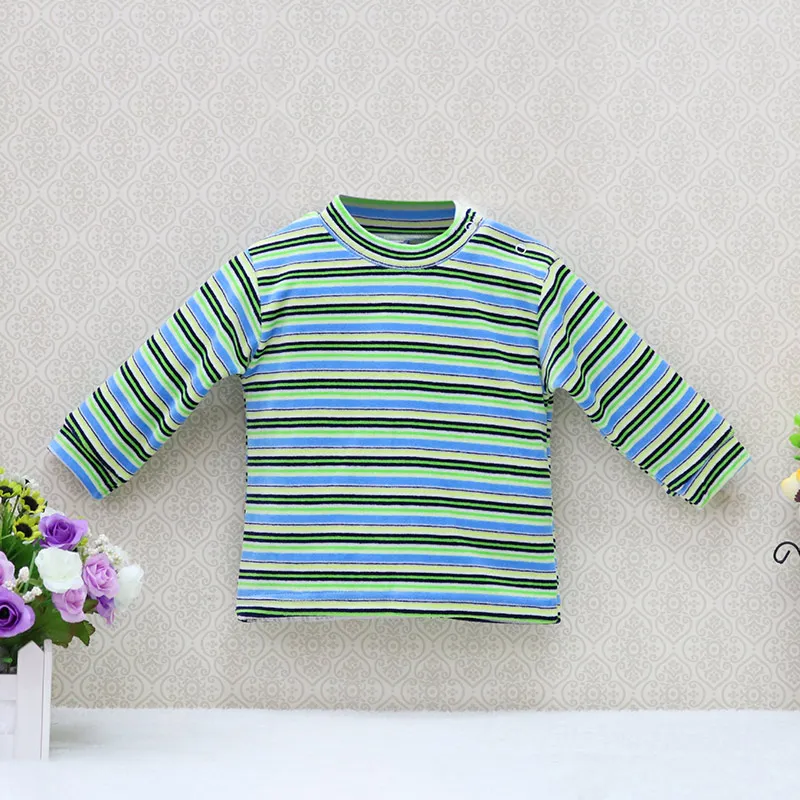 Рубашки для новорожденных, велюровая полосатая блуза с длинными рукавами для мальчиков, детская одежда унисекс, одежда для девочек с круглым вырезом, бархатная детская одежда - Цвет: Зеленый