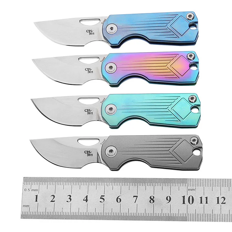 

CH Mini tactical pocket knife AUS-8 blade folding knife ball bearing tumbling titanium handle Open letter box tool knife
