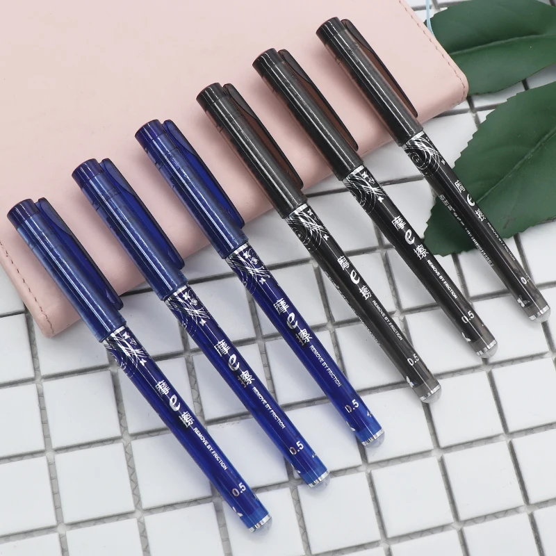 

Erasable Washable Handle Erasable Pen 0.5mm blue black Rod Magic Erasable Gel Pens for School Writing Tools Office Supplies