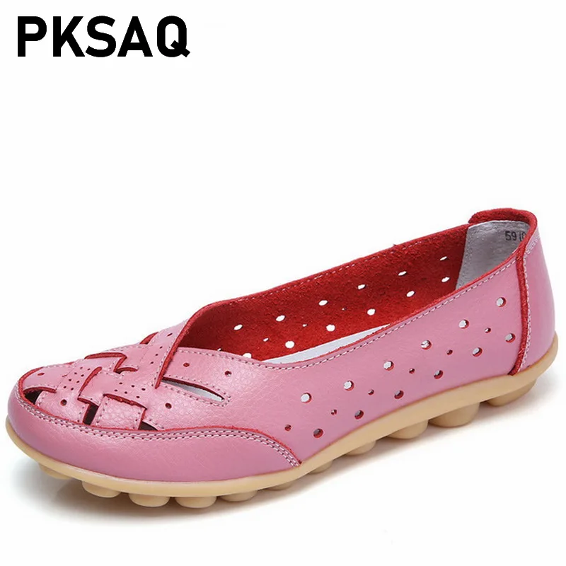 

New Spring Autumn Shoes Woman Big Size 35-44 Genuine Leather Women Flats Female Moccasins Shoe Slip On Women's Loafers