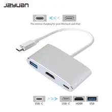 JZYuan USB C 3,1 к HDMI 4 к цифровой AV многопортовый адаптер USB 3,0 Тип C PD концентратор адаптер конвертер для Macbook хромированная книга