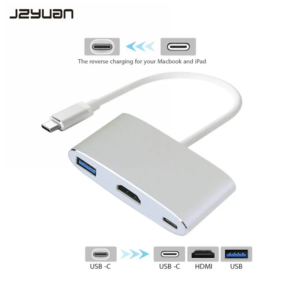 JZYuan USB C 3 1 к HDMI 4K цифровой AV многопортовый адаптер 0 type PD концентратор конвертер