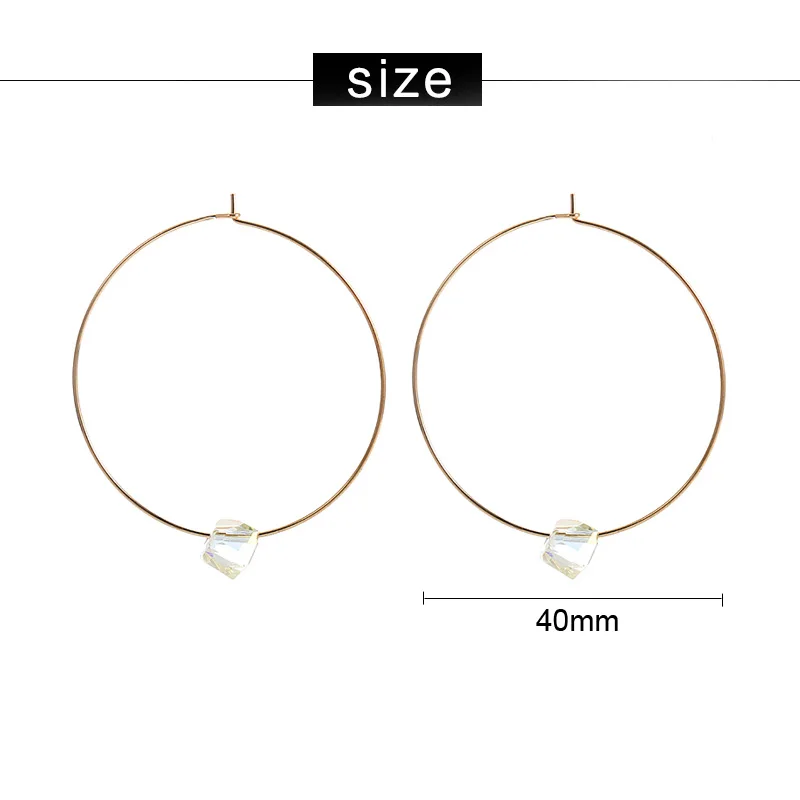Новые круглые креольские серьги для женщин, модные серебряные золотые серьги-кольца с кристаллами, простые ювелирные изделия, подарки