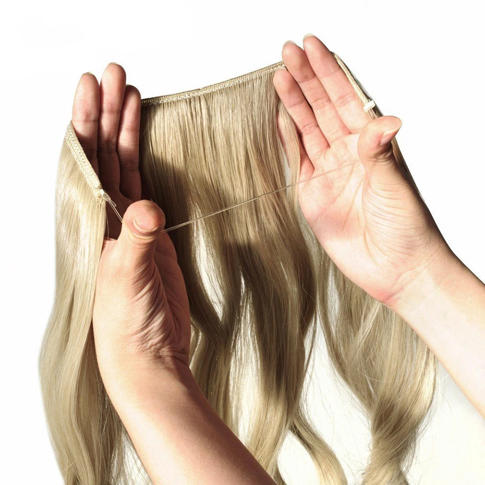DIFEI 24 inch Invisible Wire No Clips in Hair Extensions Secret Fish Line Hairpieces Straight real natural Synthetic