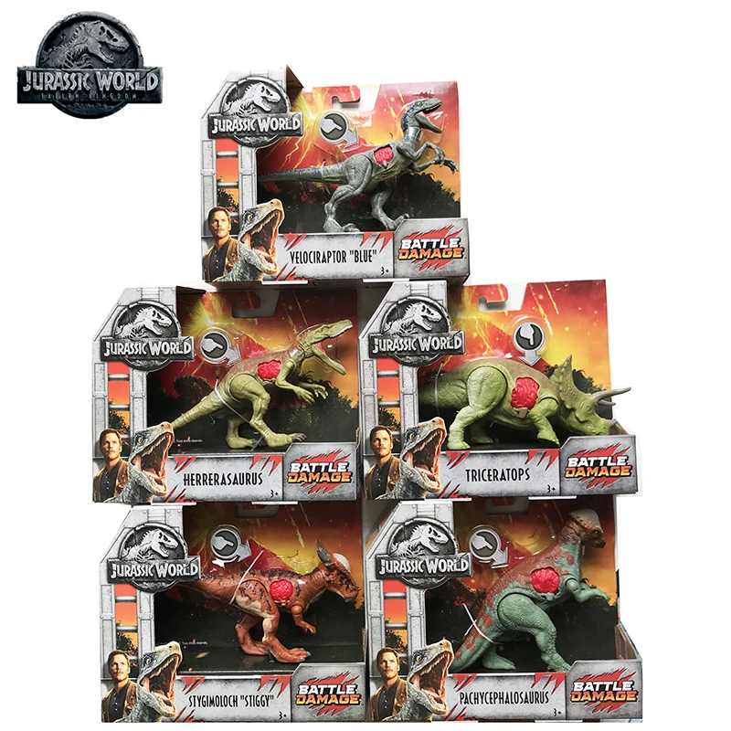 5PCS Original Jurassic World Toys Attack Pack Velociraptor Triceratops Dragon PVC Action Figure Model Dolls Toys For Children