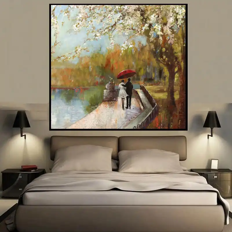 Cuadros Abstractos Estilo Romántico Paisaje Para Parejas Arte De La Pared Pintura Al óleo Decoración Del Hogar Dormitorio Pintura Para Sala De Estar Caligrafía Paintings On Canvas Living Room Paintingart Oil Painting Aliexpress