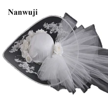 Новые Винтажные льняные кружевные свадебные шляпы кружевные аппликации цветы с жемчугом Свадебные шляпы для невесты Свадебные аксессуары