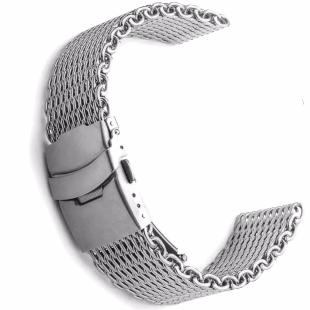 

18mm Shark Mesh Milanese Stainless Steel Watch Band Silver WB1226B18SB