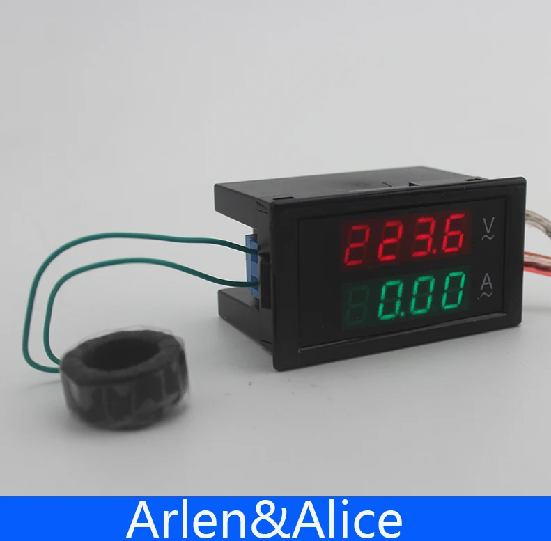 Двойной светодиодный 4 цифровой дисплей D69 напряжение и панель измерителя тока Вольтметр Амперметр диапазон переменного тока 200-450 в 0,00-100.0A