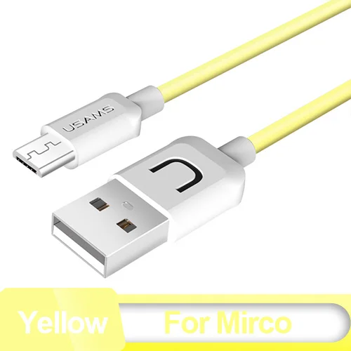 USMAS Micro USB кабель 2A Быстрая зарядка данных Android Мобильный кабель для Xiaomi Redmi Note huawei Microusb зарядное устройство Micro USB шнур - Цвет: Yellow