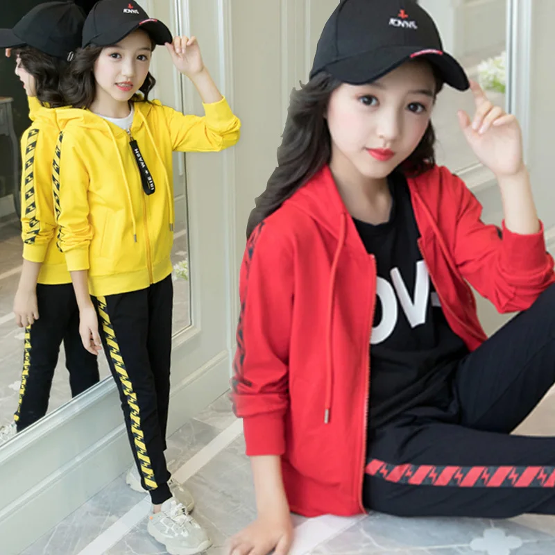 

Toddler Girl Clothes Set Children Clothing 2018 Hooded Print Outwear + Pant 2pcs Sports Suit Teenager Boutique Outfits 7 8 9 10